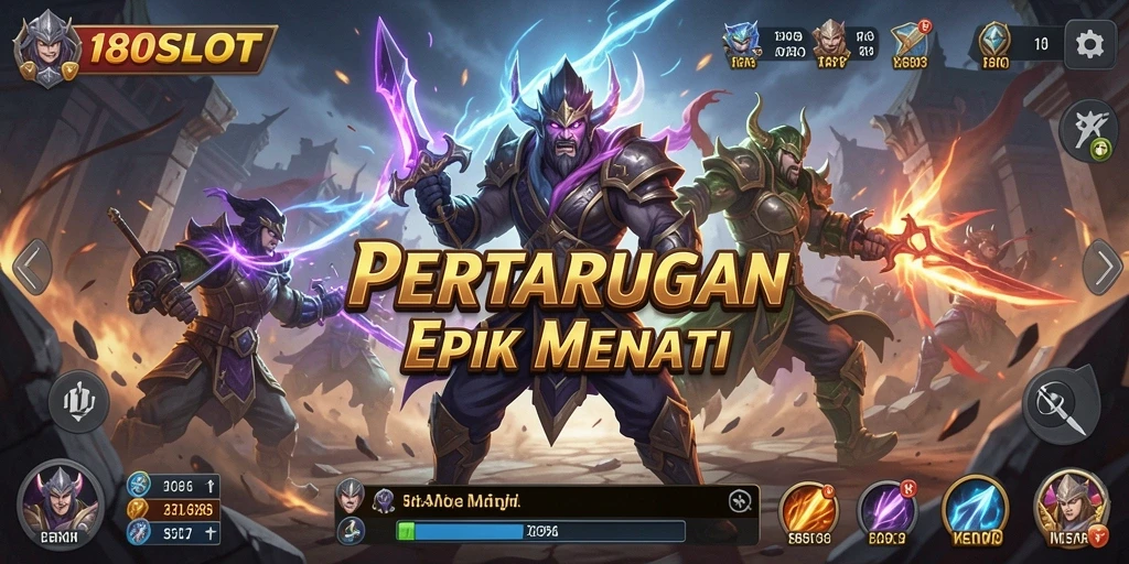 Gameplay seru 180SLOT dengan aksi pertarungan mendebarkan.