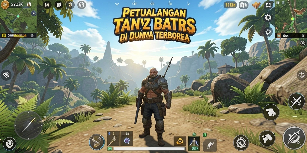 Screenshot menampilkan pemain menjelajahi dunia terbuka yang luas.