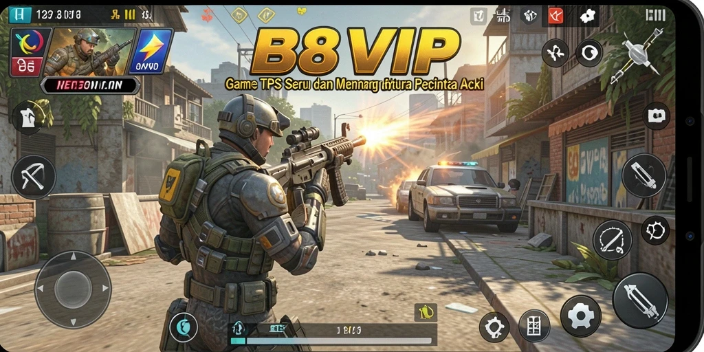 Tampilan aksi intens dalam B8VIP sebagai game TPS.