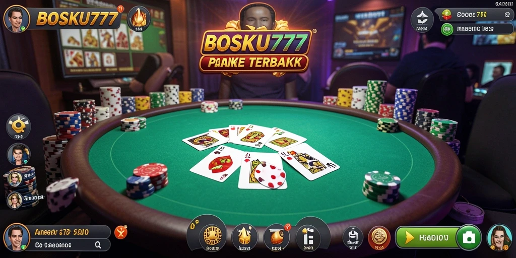 Gameplay seru BOSKU777 dengan pemain yang berkompetisi di meja poker.