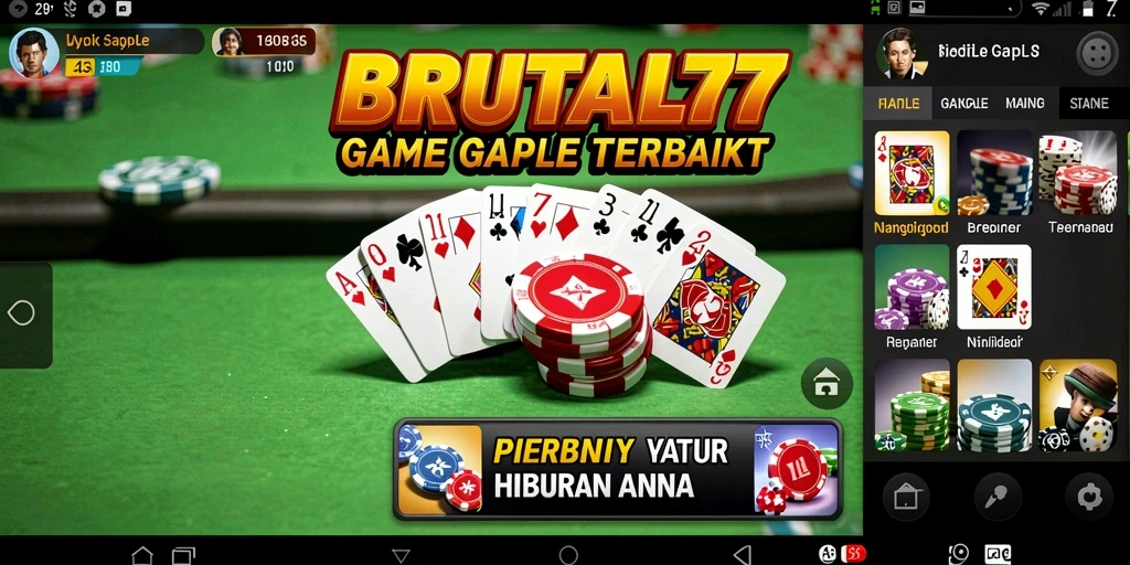 Screenshot gameplay BRUTAL77 menampilkan suasana bermain Gaple yang seru.