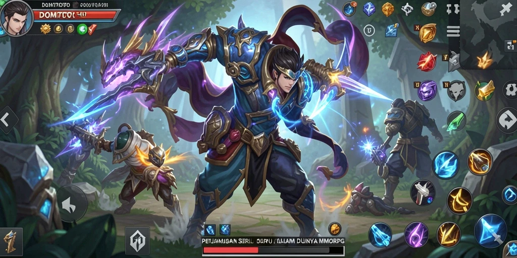 Screenshot gameplay DOMTOTO yang menunjukkan aksi pertempuran MMORPG.