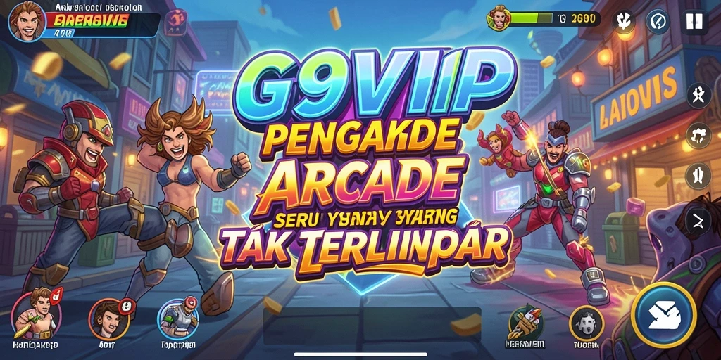 Tangkapan layar utama G9VIP menampilkan aksi seru dalam game Arcade.