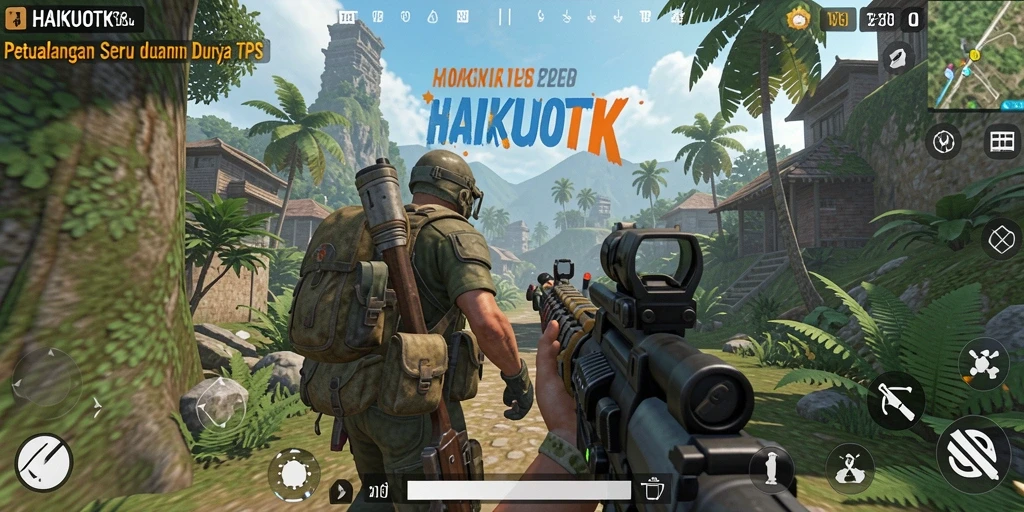 Screenshot HAIKUOTK menampilkan aksi seru dalam gameplay TPS.