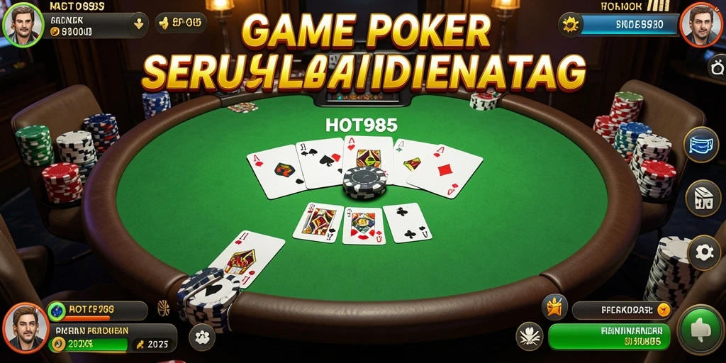 Screenshot gameplay HOT985 yang menampilkan suasana permainan Poker yang menegangkan.