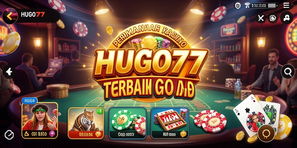 Tampilan utama gameplay HUGO77 dengan suasana Kasino yang mengasyikkan.