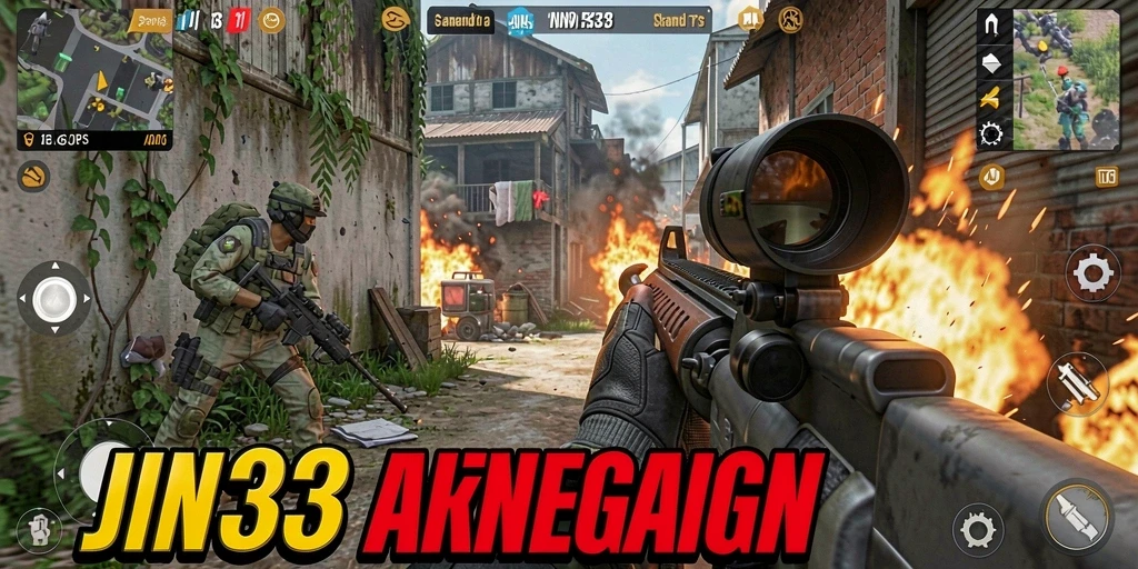 Gameplay JIN33 yang menegangkan dengan aksi tembak menembak intens.