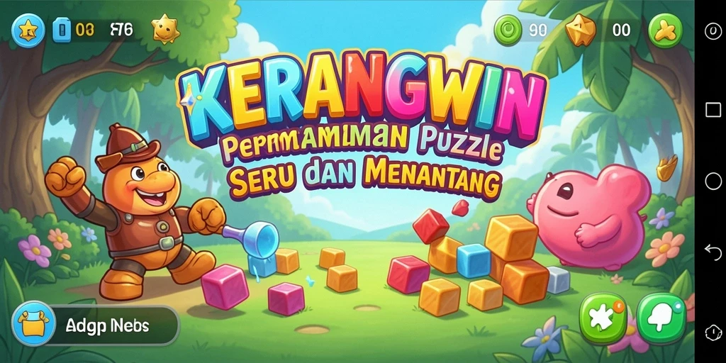 Tampilan gameplay KERANGWIN dengan berbagai puzzle menantang.