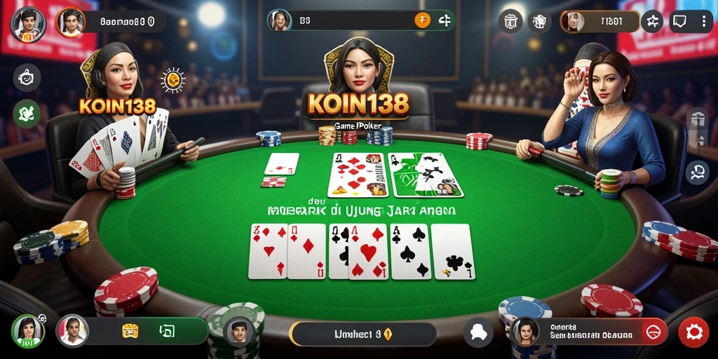 Tampilan gameplay poker yang mendebarkan di KOIN138.