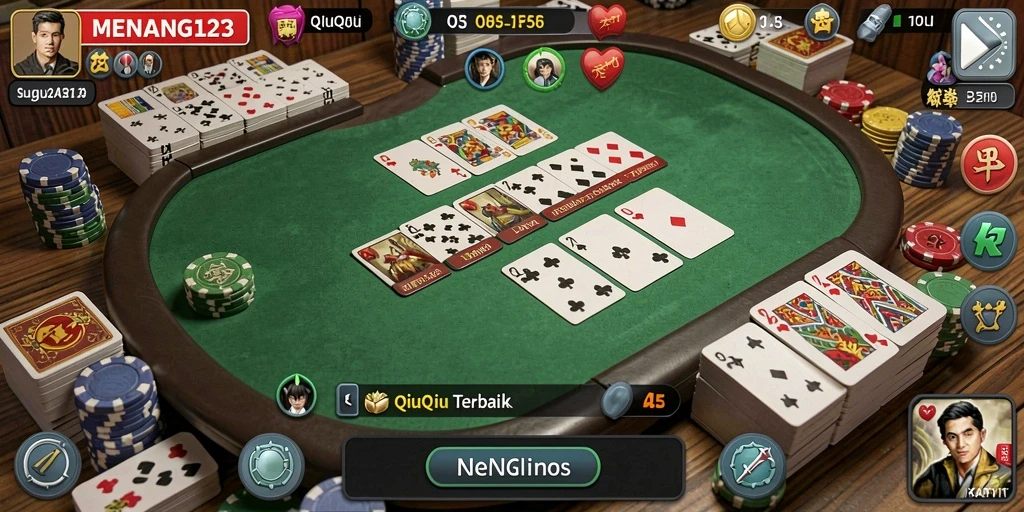 Screenshot MENANG123 menampilkan aksi seru permainan QiuQiu.