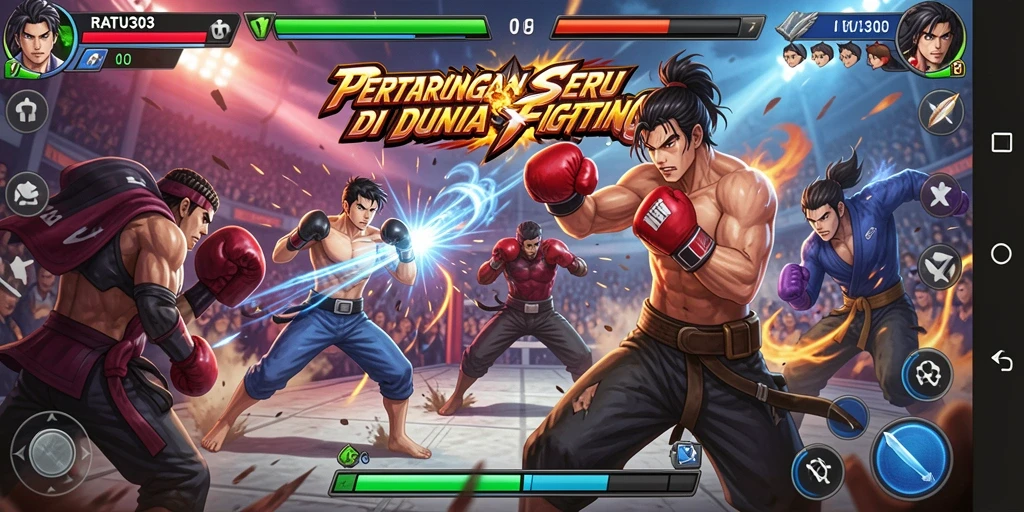 Screenshot gameplay yang menampilkan aksi pertarungan seru di RATU303.