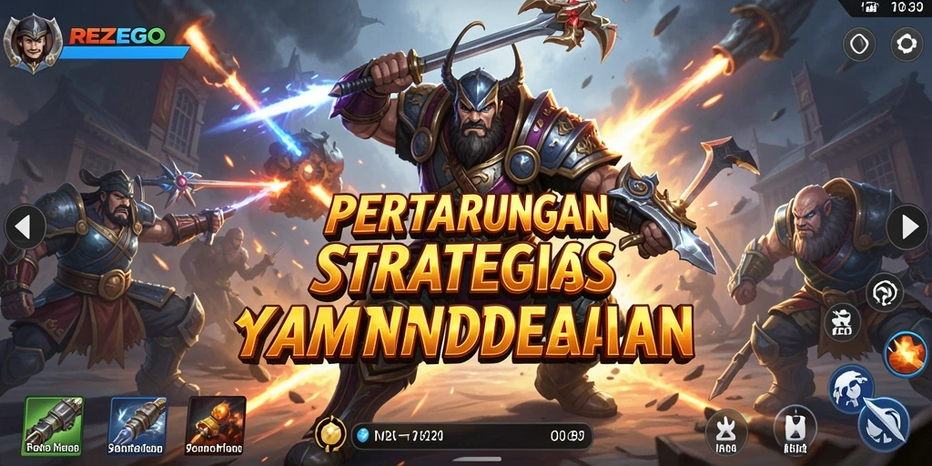 Tampilan gameplay menarik dengan pertempuran strategis di REZEGO.
