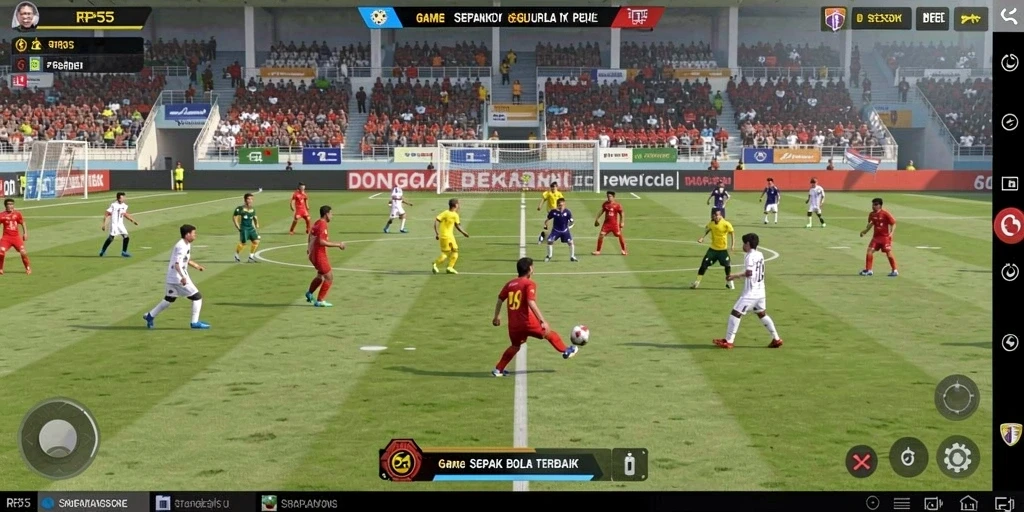 Tampilkan gameplay seru dalam pertandingan sepak bola yang mendebarkan.