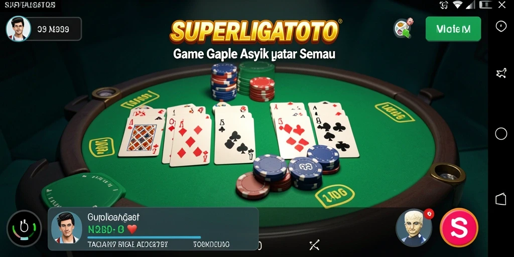 Screenshot utama gameplay SUPERLIGATOTO menampilkan suasana seru permainan Gaple.